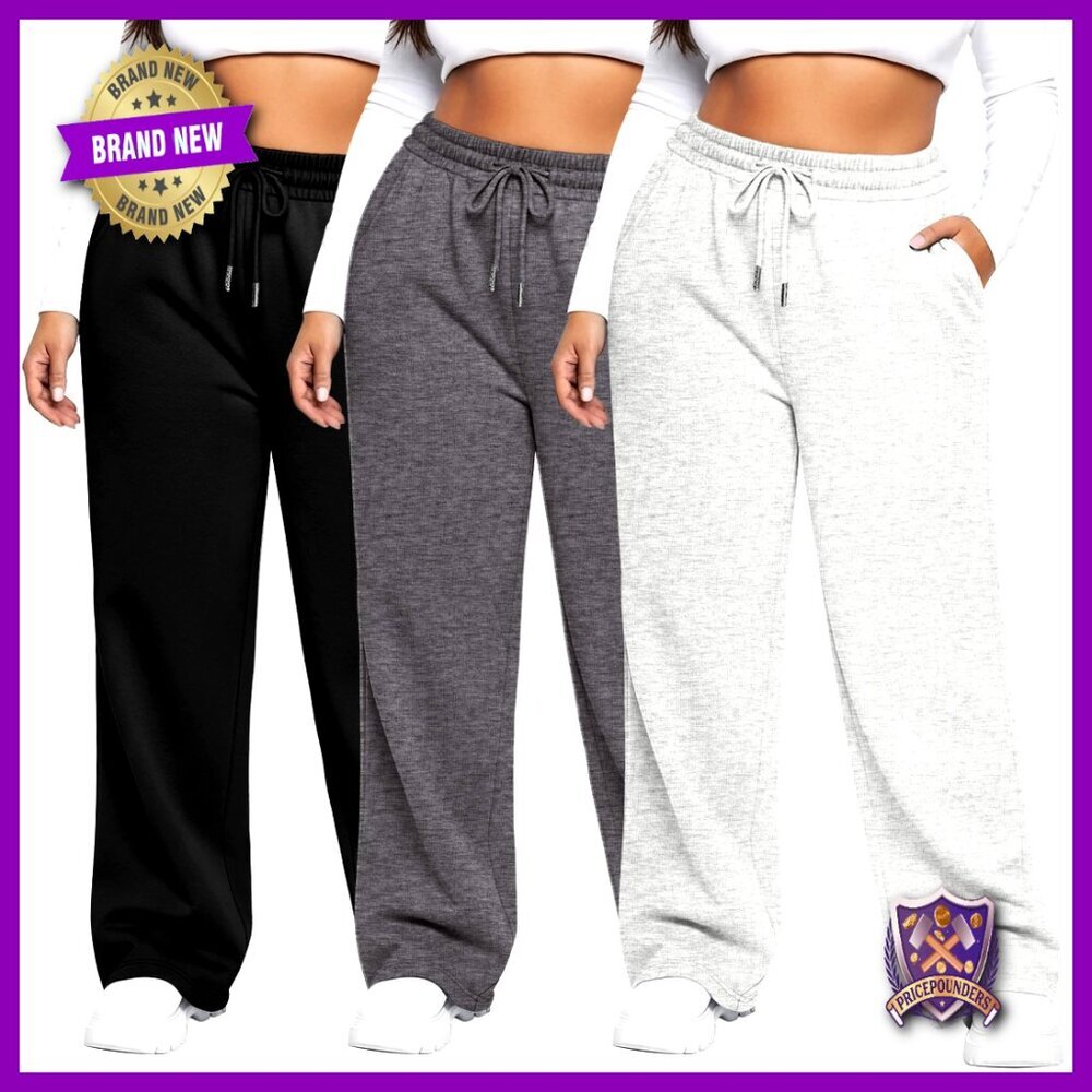 Plus Size High Waist Sweatpants Wide Leg Cargo Lounge Pants Drawstring Jogger